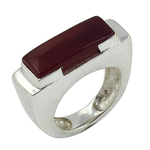 Bague en pierre précieuse onyx rouge à facettes 925 bijoux en argent sterling bagues en gros indien fait à la main fournisseurs de bijoux fins - Product Image 1