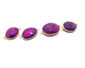 Bisel ovalado de 12-15mm chapado en oro de lavanda, joyería de latón hecha a mano con doble fianza, conector bohemio para piedra natal - Product Image 2