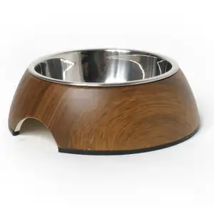 优质木制狗碗喂养不锈钢宠物食品碗优质宠物用品狗狗配件宠物用品