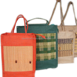 Handmade Jute Shopping <b>Bag</b> with Bamboo Panel Letter Pattern <b>Extra</b> <b>Large</b> Size Rope Handle From West Bengal for Groceries - Product Image 5