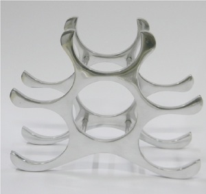 6 Bottle Recycled Aluminum Wine Rack | Modern Metal Wine Bottle Holder | <b>Freestanding</b> Countertop Storage Stand | Decorative <b>Bar</b> - Product Image 1