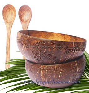 Cuencos de cáscara de coco auténtica Natural, cuencos lacados de Vietnam - Product Image 4
