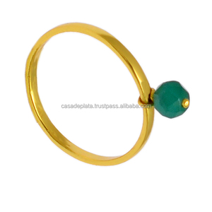 Green Onyx Gemstone <b>925</b> <b>Sterling</b> <b>Silver</b> <b>Ring</b> With Gold Plated Classic Fashionable <b>Ring</b> For Wedding Anniversary Or Gift For Women - Product Image 3