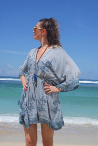 Femmes Flora Brodé Frange Dentelle Avant Ouvert Kimono Nouveau Designer Style Bohème Couverture De Plage À La Mode Caftan - Product Image 4