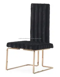 럭셔리 웨딩 대형 의자 블랙 소프트 시트로 만든 인도 트렌드 스틸 프레임 실내 장식품 좌석 식당 의자