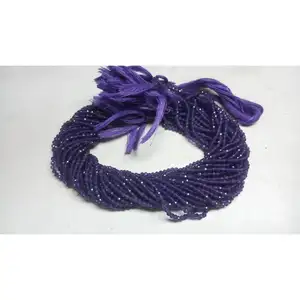 3毫米大小天然非洲紫水晶粪便圆形珠子串，长度12.5英寸