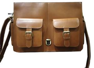 Porte-documents pour ordinateur portable en cuir véritable de style vintage pour hommes Organisateur de sac rigide avec sangle réglable pour le travail - Product Image 2