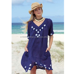 Toutes les nouvelles tuniques de plage à la mode pour femmes, beau look, design brodé, bon marché, meilleure qualité, vêtements de plage incroyables, robe courte - Product Image 1