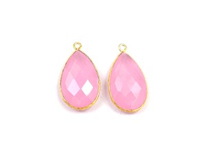 สเตอร์ลิงชุบทองสีชมพูหินควอตซ์ขั้วต่อเหลี่ยมเพชรพลอยประกันตัวเดียวเครื่องประดับทำรูปลูกแพร์ - Product Image 4