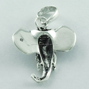 Pendentif visage d'éléphant en argent sterling 925, bijoux en gros d'Inde, fournisseur de pendentifs charmes - Product Image 4