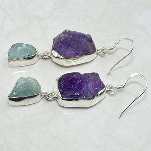 Virtual lujo amatista aguamarina 925 pendientes de la plata esterlina 925 joyas de plata mayorista de joyería de plata de ley 925 - Product Image 2