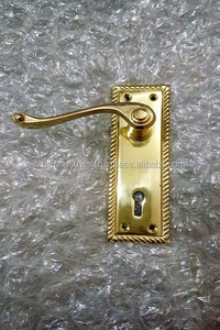 Manija de puerta decorativa de latón pulido con placa trasera, cerradura de mortaja, manijas de puerta, colores personalizados - Product Image 4