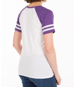 2023 vente en gros de haute qualité 100% coton dames T-Shirts femmes col en V profond conception unie pas de marque impression Option grande taille - Product Image 3