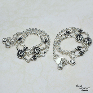 Bracelet de cheville en argent Sterling 925 en forme de perles de fleur véritable, bijoux en argent Sterling 925 - Product Image 4