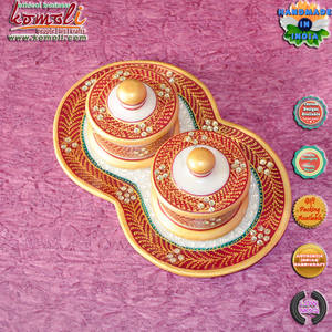 Kundanwork ของขวัญหินอ่อนสินค้า-ถาดของชำร่วยคืนงานแต่งงานของชาวอินเดียชุดของขวัญขายส่งโปรโมชั่นงานแสดงสินค้ารถยนต์ - Product Image 2