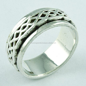 Celtic Spin Band hecho a mano 925 anillos giratorios de plata esterlina Unisex joyería de plata con patrón de números boda fiesta exportación listo - Product Image 4