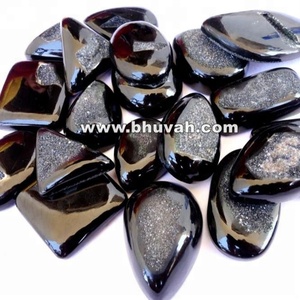 Lote de gemas naturales sueltas, gemas mezcladas, cabujones de ágata negra - Product Image 2