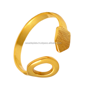 Unique Designer Handmade Solid 925 Sterling <b>Silver</b> <b>Plain</b> Gold Plated <b>Ring</b> Jewelry Wholesale Manufacturers Suppliers - Product Image 3