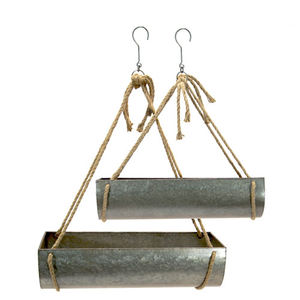 Maceta rústica galvanizada colgante de cuerda - Product Image 1