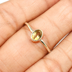 Anillo de plata de primera ley con forma ovalada para mujer, sortija, plata esterlina 925, citrino, color amarillo, hecho a mano - Product Image 4