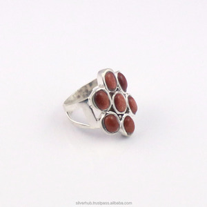 Anillo de piedras preciosas de piedra solar de diseño único, anillo de plata de ley sólida 925, joyería fina para mujer, anillo de cristal curativo marrón para regalo - Product Image 2