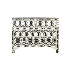 Tiroir en bois fait main avec incrustation de os indiens de bonne qualité |   Table de chevet décorative, commode de luxe pour la maison - Product Image 5