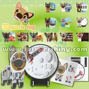 Logo personalizzato OEM ODM Plastica Gashapon Uovo Giocattolo FAI DA TE Carino Animale del Mestiere di Carta di Cane 3D Di Puzzle con la Capsula