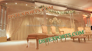 Decoración de escenario indio para boda, escenario tallado dorado, decoración asiática para escenario - Product Image 6