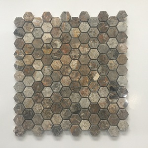 กระเบื้องโมเสคหินอ่อนหกเหลี่ยมหลายสีขัดเงากระเบื้องพื้นผนังหินธรรมชาติดีไซน์ทันสมัยสำหรับการตกแต่งภายในสำหรับสระว่ายน้ำอพาร์ทเม้น - Product Image 2