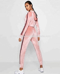 ชุดวอร์มผ้าฝ้ายสีพื้นมีซิปสำหรับผู้หญิง,ชุดวอร์มยี่ห้อโอลิเวียแถบด้านข้าง - Product Image 3