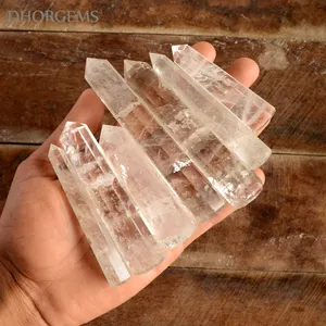 Baguette en cristal de haute qualité, pierres précieuses, cristal naturel, quartz transparent, pointe de massage, gemmes en cristal