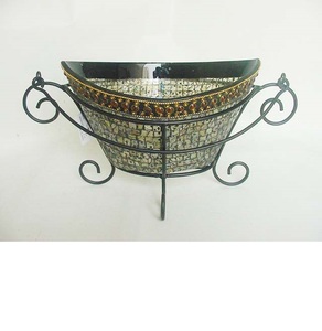 Bols d'eau en forme de bateau, mosaïque avec support - Product Image 1