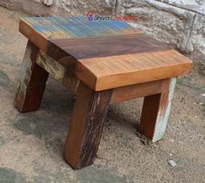 Vente en gros tabouret en bois recyclé antique vieux vintage Mobilier de chambre à coucher en bois massif pour salle de bain extérieure directe - Product Image 4