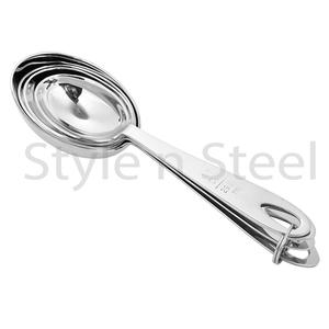 Juego de Tazas Medidoras Ovaladas de Acero Inoxidable Sostenible con Mango Pulido, 4 Piezas, Cucharas Medidoras de Metal, Accesorios para Hornear - Product Image 2