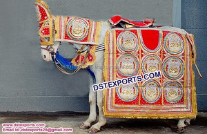 Robe de mariage indien rétro, en forme de cheval décoratif, rouge et or, cheval howder, 1 pièce - Product Image 5