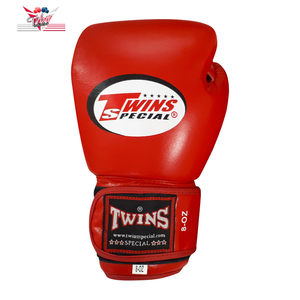 ฝาแฝดมวยไทย Kick มวย Custom Made Professional คุณภาพสูงของแท้หนังถุงมือมวยสีแดง - Product Image 1