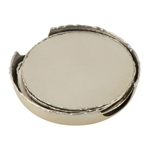 Solid Brass Amara <b>Coasters</b> Set Of 6 with Holder - Product Image 1
