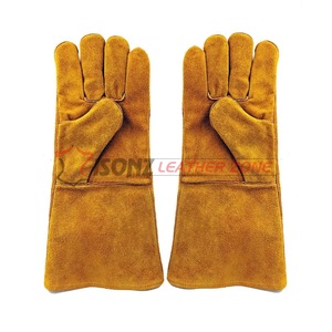 Gant de soudeur ISONZ Leather Zone 35 cm en cuir de vachette suédé pour soudage TIG à l'argon, durable, anti-coupure, épaisseur 1,2 mm, silicone et latex - Product Image 2