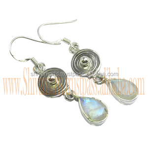 ต่างหูเงินสเตอร์ลิงสีรุ้งมูนสโตน925สวยงามเครื่องประดับเงินแฟนซีแนววินเทจที่สวยงามสำหรับงานแต่งงานเครื่องประดับขายส่ง - Product Image 2