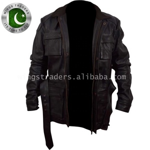 Black <b>Leather</b> <b>Jacket</b> with <b>Box</b> Pockets for Men Made in Pakistan Sialkot - Product Image 6