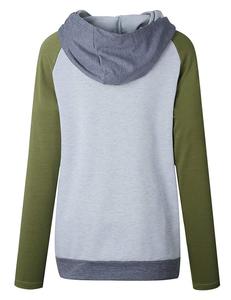 Sudadera de rayas con doble capucha de manga larga para mujer, sudadera deportiva con estampado 3D de retazos y cremallera, sudaderas con capucha de lana - Product Image 4
