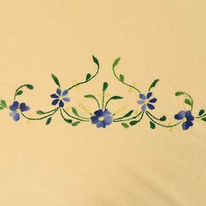 Sábana de cama de color Beige hecha a mano, pétalos azules bordados a mano de la India y hojas verdes - Product Image 2