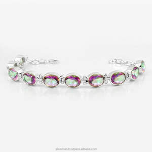 Pulsera de Plata de Ley 925 con Topacio Místico de Lujo Hecha a Mano de la Mejor Calidad para Mujer, Regalo de Aniversario - Product Image 1