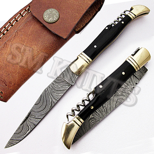 Laguiole Damasco cuchillo plegable hecho a mano (smf34) - Product Image 2