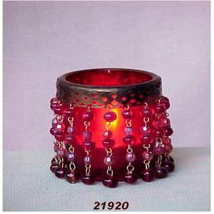 Stock luxe prix de gros très bon marché Votive en laiton et verre couleur rouge - Product Image 2