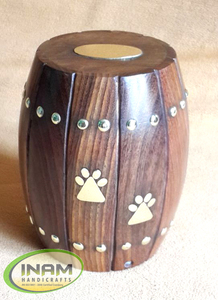 Hermoso y diseñador BANCO DE dinero antiguo de madera hecho a mano con incrustaciones de latón - Product Image 4