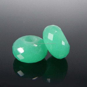 Cuentas de piedras preciosas sueltas redondas facetadas de ónix verde personalizadas 14x8x4,5mm cuentas de piedra con agujero grande IG5424 - Product Image 1