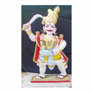 Marble Veerbhdra Colorful Statue - Product Image 1