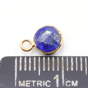 Pendentif rond en lapis-lazuli de 8 à 10 mm, bélière en laiton plaqué or 14K et 18K pour la fabrication de bijoux - Product Image 4