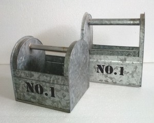 Caddie en feuille galvanisé Antique, caddie en métal - Product Image 1